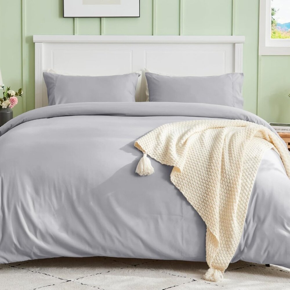 TWIN SIZE DUVET SET Grey Comforter Cover and pillowcases NEW IN PACKAGE